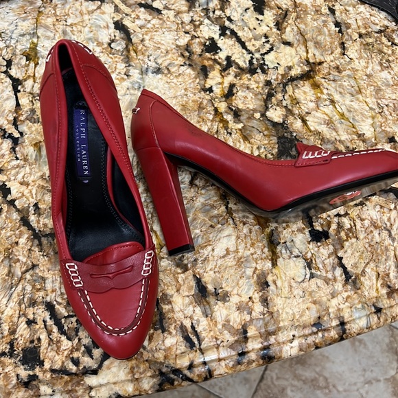 Ralph Lauren purple Label Red Shoes heels. Sz 37, made in Italy - Picture 3 of 9